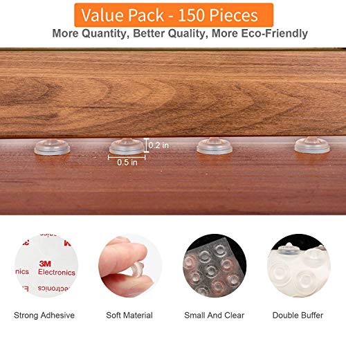 Door Bumpers 150 Pcs Clear Rubber Bumpers, Self Adhesive