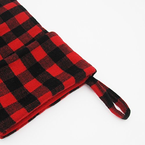 EDLDECCO Red and Black Buffalo Check Stocking Double Layers a Fine Decorative Handiwork for Holiday Party 20.5 inch Pack of 2 with a Gnome Ornament - Thumbnail 2