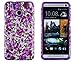DandyCase 2in1 Hybrid High Impact Hard Lavender Garden Floral Pattern + Purple Silicone Case Cover For HTC One M7 4G LTE + DandyCase Screen Cleaner