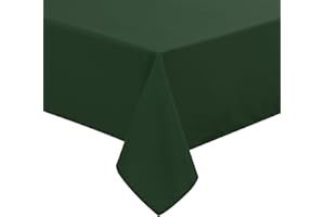 JIUZHEN Hunter Green Rectangle Polyester Table Cloth, Stain Resistant Waterproof Tablecloth for Dining Room Tables, Parties, 