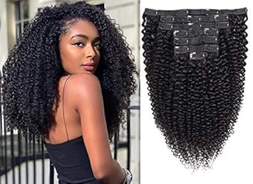 Amazon Com Kinky Curly Hair Extensions Clip In Human Hair For