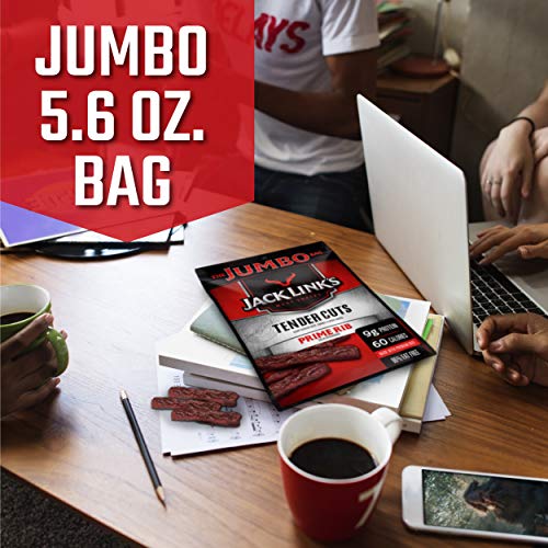 Jack Link's Prime Rib Tender Cuts, Original, 5.6 oz. Sharing Size Bag - Beef Snack with 9g of Protein and 60 Calories, Made with 100% Beef, 96% Fat Free