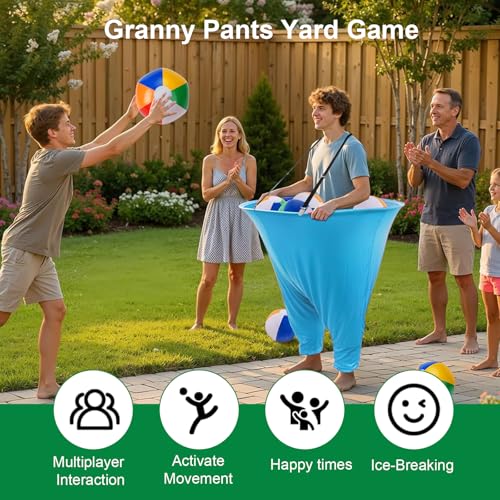 17 PCS Granny Pants Yard Game Easter Games Set, 2 Oversized Granny Pants Outdoor Games 10 Balls, 2 Air Pumps, Outdoor Tossing Games for Adults Teens Party Backyard Lawn Family Reunion Gathering