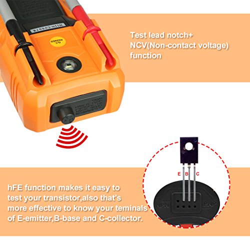 DMiotech Digital Multimeter DC AC Voltage Current Ohm Meter Resistance Capacitance Transistor Frequency Measurement Multi Tester LCD Backlight - Thumbnail 3