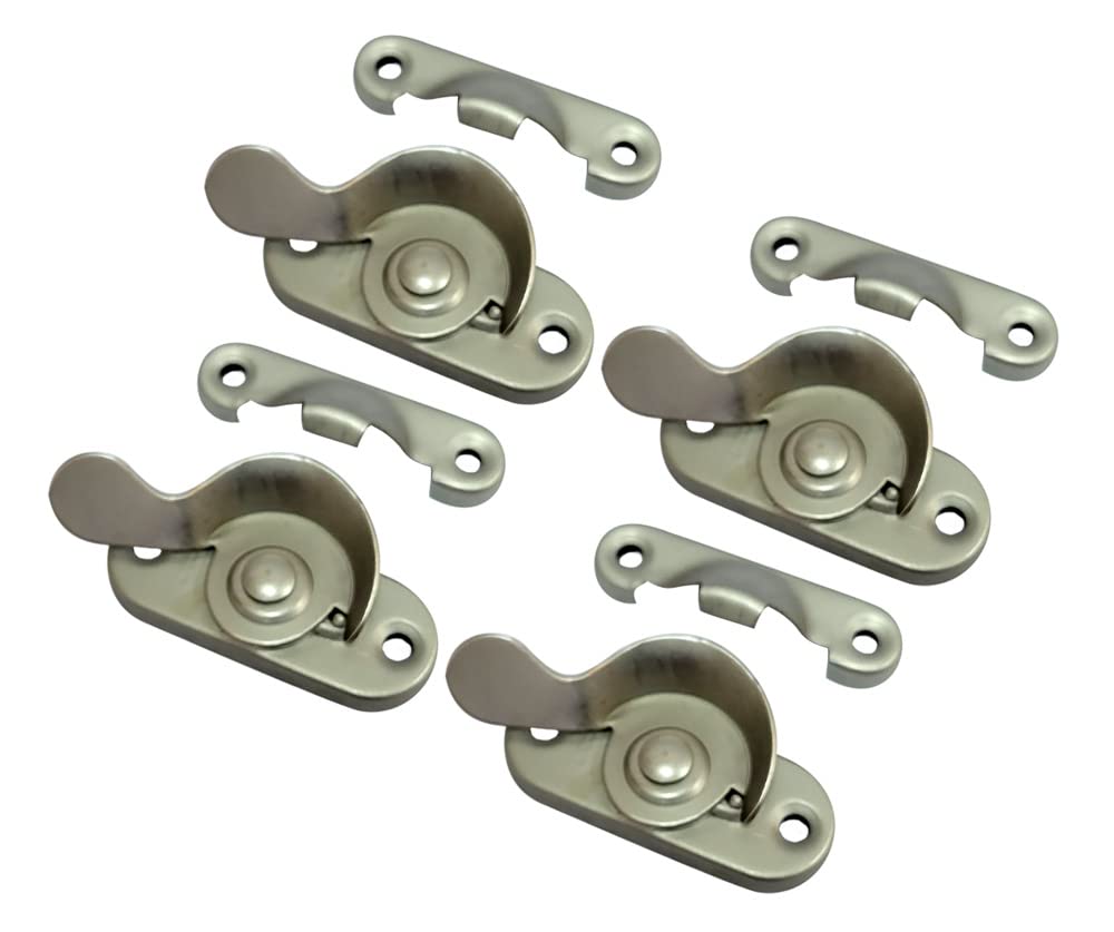 QCAA Steel Window Sash Lock, CTC 2", Satin Nickel, 4 Pack, Made in Taiwan