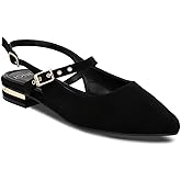 Jones New York Women’s Slingback Flats – Classic Pointed Toe Dress Shoes with Back Straps and Low Heel