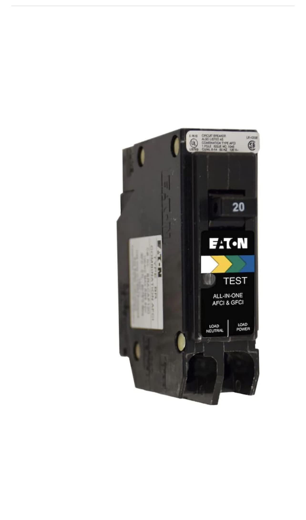 Eaton Br Arc Fault Ground Fault Circuit Breaker 20A Pigtail Neutral 1P Eaton Br Arc Fault Ground Fault Circuit Breaker 20A Pigtail Neutral 1P
