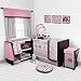 Bacati - Elephants Pink/Grey 10-Piece Nursery in a Bag Girls Crib Baby Bedding Set with Bumper Pad