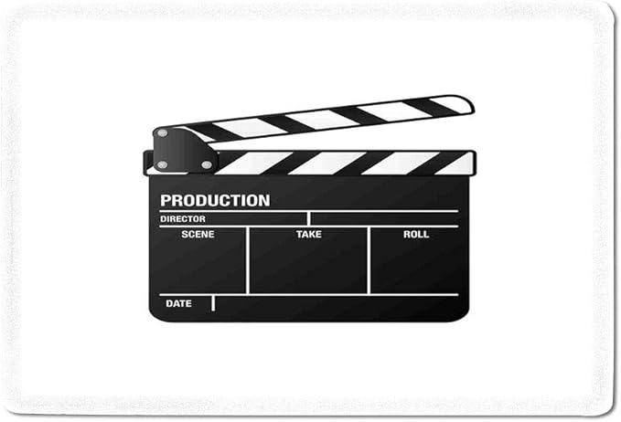 Amazon 映画館のリアルなイラスト クラッパーボードシンボル 映画とビデオ業界用 ブラックホワイト 16 X 24 Sweet Decoration 浴室足ふきマット