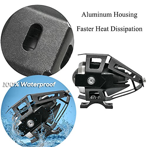 Motorcycle LED Spot Light Headlight, Ourbest Cree U5 Auxiliary Driving Front LED Fog Lights Universal Work For ATV Truck 12v 24v High Low Beam Strobe With Switch
