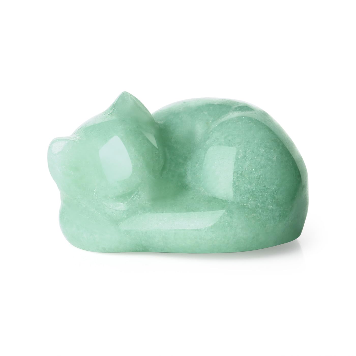 GUJOXILA Green Aventurine Healing Cryatal Cat Ornaments Gifts for women Cat Lover Cats Figurine Statue for Office Desk Home Decor Green Small Lucky 1.5"