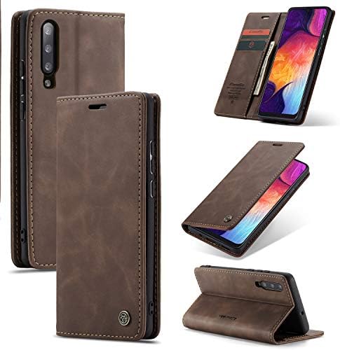 COPAAD Samsung Galaxy A50 / A50S / A30S Wallet Case, Vintage Style Matte Texture Soft Leather Magnetic Flip Protective Cover Case with Kickstand and Card Holder Slots for Galaxy A50/A50S/A30S, Coffee