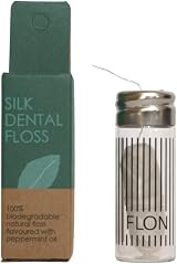 FLON Natural Silk Dental Floss Peace Silk Mint 30m in Glass Dispenser view 7