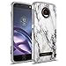 Moto Z2 Force Case, Moto Z Force (2nd Gen.) Case, Rosebono Hybrid Dual Layer Shockproof Hard Cover Graphic Fashion Cute Colorful Silicone Skin Case for Moto Z2 Force - White Marble