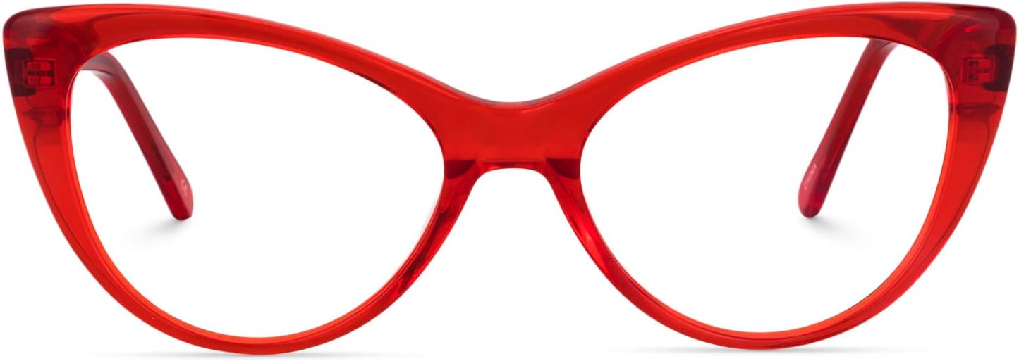 Zeelool Chic Acetate Cat Eye Glasses Frame for Women with Nonprescription Clear Lens Charis