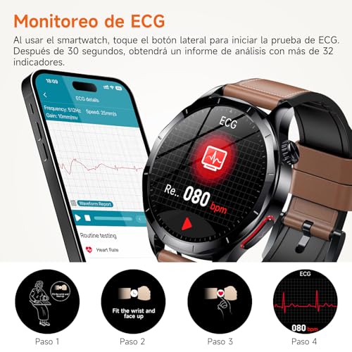 Lgnitek 2026 New ECG Smart Watch Man with HRV/BMI/Blood Pressure, 1.43" AMOLED Smartwatch with 24H Heart Rate Monitor SpO2 Body Temperature Sleep Monitor, Activity Bracelet for Android iOS