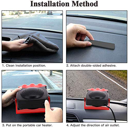 Portable Car Heater, Auto Electronic Heater Fan Fast Heating Defrost 12V 150W Car Heater, Plug Adjustable Thermostat in Cigarette Lighter, 2 in 1 Heating/Cooling Function 3-Outlet Car Heater