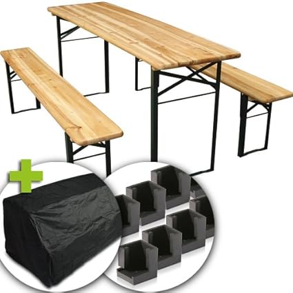 Jago Robuste 3-Teilige Bierzeltgarnitur, Festzeltgarnitur inkl.Abdeckhaube+Bodenschoner