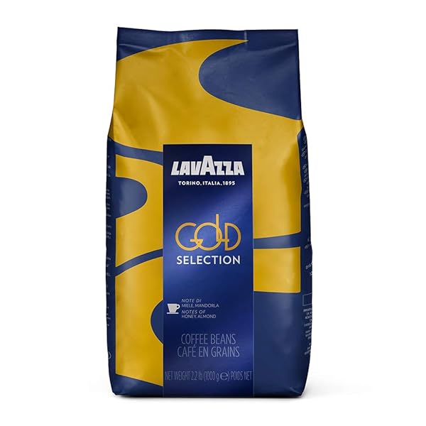 LAVAZZA GOLD SELECTION WHOLE BEAN COFFEE BLEND, LIGHT ROAST, 2.2 POUND BAG ,PREMIUM QUALITY, BLENDED AND ROASTED IN ITALY,WELL BALANCED, AROMATIC BLEND WITH NOTES OF HONEY AND ALMOND