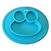 Qooble Silicone Placemat + Plate for Babies, Infants, Toddlers and Kids in Blue (Medium Size)