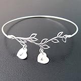 Family Tree Bracelet Customize with 2 to 9 Heart Initial Charms Personalized Gift Jewelry for Mother