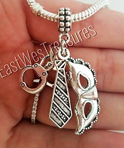 EWT 50 shades of Gray Neck Tie mask Hand cuffs hand cuff Charm Pendant for fit all Brand & Designer charm bracelets and any chain necklace