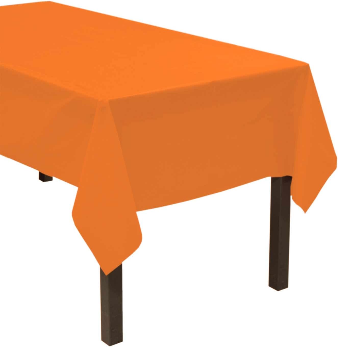 Party Essentials Heavy Duty Plastic Table Cover, 54 x 108", Neon Orange