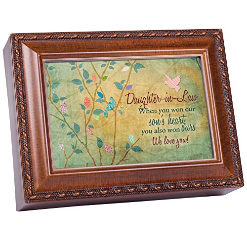 Daughter-in-Law Rich Woodgrain Finish Jewelry Music Box - Plays You Light Up My Life