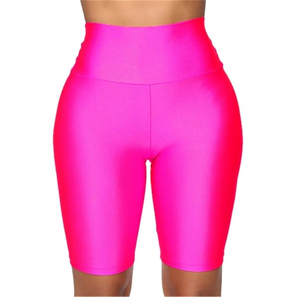 SUNFEXOY Green Neon Biker Shorts for Women,High-Waisted Bright