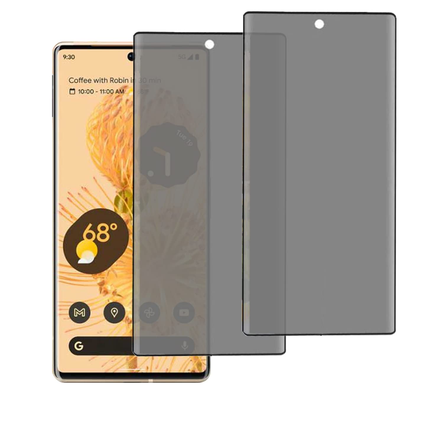 Photo 1 of 2 Pack Privacy Tempered Glass Designed for Google Pixel 6 Pro, Anti-peep Anti-Scratch Anti-spy Screen Protector Film 9H Hardness Bubble Free for Google Pixel 6 Pro 6.7 inch