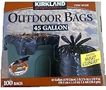 Kirkland Signature Smart Closure Outdoor Lawn 45 gallon Trash Bags, 100 Count