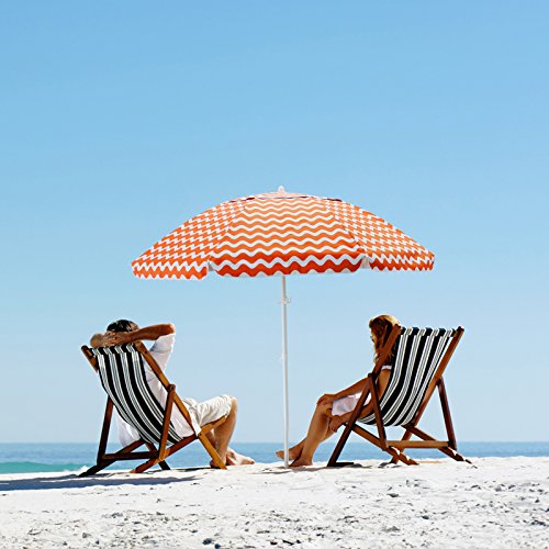 Caymus 7 Ft Acrylic Orange And White Striped Patio Pole Beach Umbrella 8 Ribs With Carry Bag Buy Online In El Salvador At Desertcart