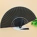 Goldstones Japanese Design Silk Handheld Folding, Black HF63