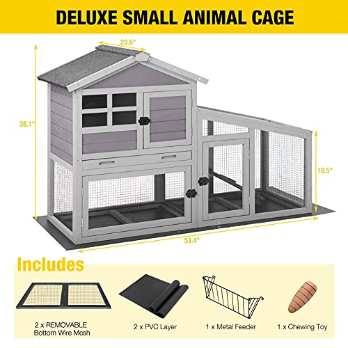 Aivituvin Rabbit Hutch Outdoor Indoor Rabbit Cage with Pull Out Tray