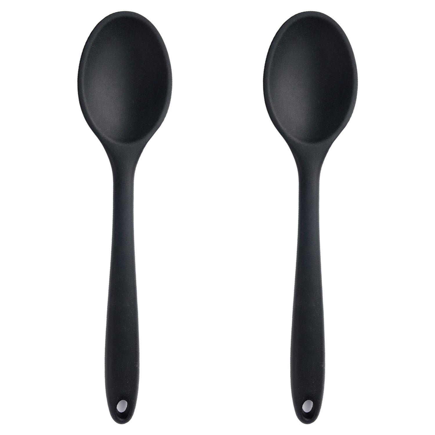 2 Pieces Silicone Cooking Spoons, High Temperature Resistant Silicone Spoons, Kitchen Utensils, Non-Slip Cooking Spoons, Mixing Spoons, Cooking Accessories