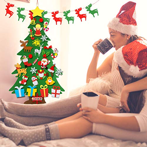 image for JOYORUN Felt Christmas Tree, 3.3 ft DIY Christmas Tree with 29 Pcs Orn