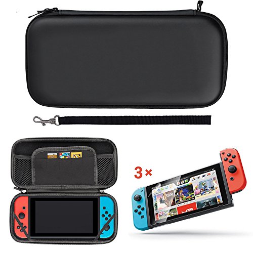 EEEKit 2in1 Starter Kit for Nintendo Switch, Portable Carrying Travel Protective Case Game Card Storage Bag, 3 Packs Clear HD Full Coverage Screen Protector EEEKit 2in1 Starter Kit for Nintendo Switch, Portable Carrying Travel Protective Case Game Card Storage Bag, 3 Packs Clear HD Full Coverage Screen Protector