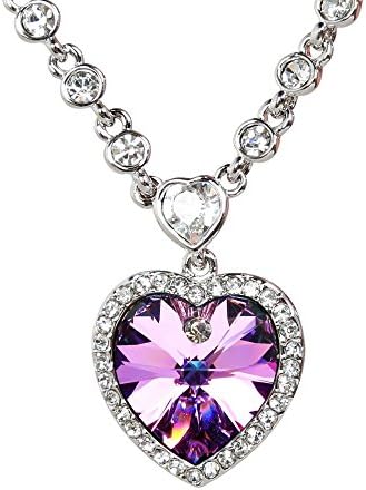 MAGGEI Heart Shape Swarovski Elements Crystal Pendant Necklace Eco-friendly White Gold Plated