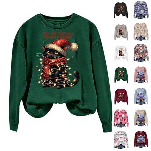 Christmas Tops for Women UK Christmas Sweatshirts for Women UK Long Sleeve Warm Tree Printed Tops Xmas Shirts Crewneck Jumpers Casual Holiday Jumpers
