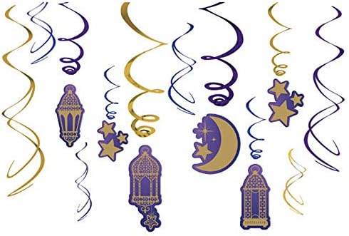 Ramadan 'Eid Mubarak' Hanging Swirl Decorations (12pc)