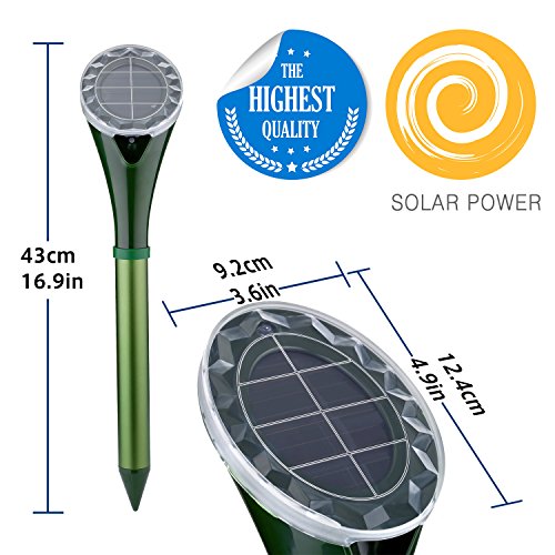 Tysonir Solar Powered Snake Repellent for Outdoor, Electronic Snake Repellent, Get Rid of Snake Mole Gophers for Outdoor Garden Yard 2 Pack