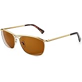 JIM HALO Aviator Sunglasses for Men, Retro Rectangle Driving Sun Glasses Womens UV400 Protection Flat Metal Eyewear