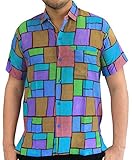 LA LEELA Hawaiian Shirt For Men Short Sleeve Front-Pocket Printed Hawaii Purple Purple