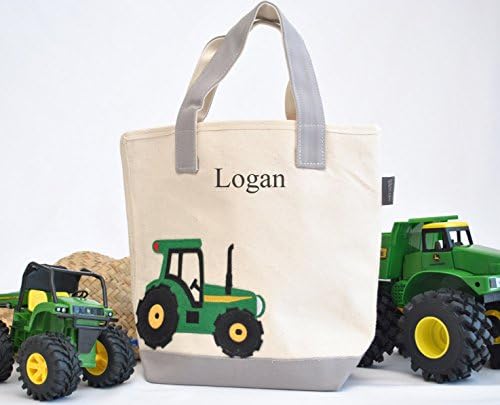 Small Tractor Tote|Personalized Tote Bag|Green Tractor|John Deer Tractor|Boys Tote |Toddler Tote Bag| Preschool Tote bag|Library book bag