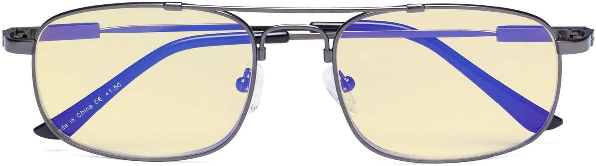 Eyekepper Blue light Glasses Men Women-Computer Reading Glasses-Memory Titamiun Frame Spring Hinges Double Bridge-Gunmetal +2.50 - Image 3
