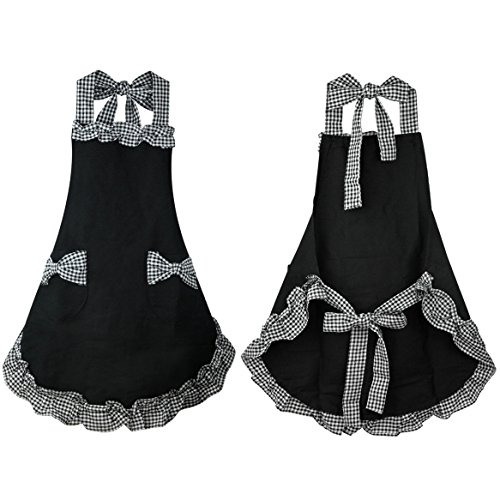 Rbenxia Women s Apron with Pockets Adjustable Bib Apron with Pockets Extra Long Ties Women Kitchen Apron for Cooking, Crafting, Gardening, Kitchen Women s Cake Apron With Pocket Black