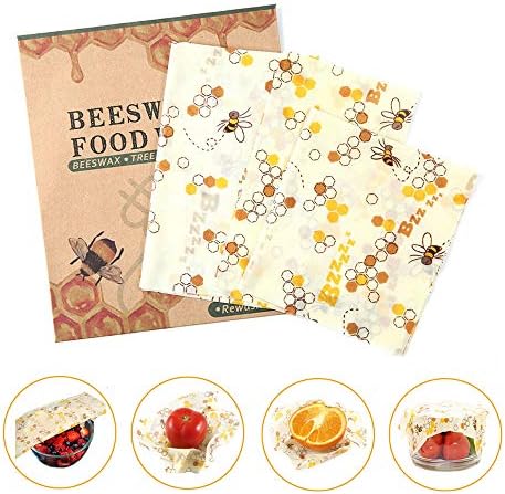 MOEGFY Beeswax Food Wrap,Set of 3 Reusable Food Wrap Zero Waste Food Wrap Sustainable Food Storage Fresh Keeping Wrap
