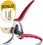 Professional Titanium Pruning Shears by V-Garden - Best Tree Trimmer, Garden Clippers , Bypass Secateurs - Ergonomic Gardening Hand Tool For Effortless Branch, Shrub & Hedge Cutting -Free Blade&Spring