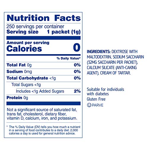 SUGARLY SWEET Zero Calorie Sweetener Packets with Saccharin, Sugar