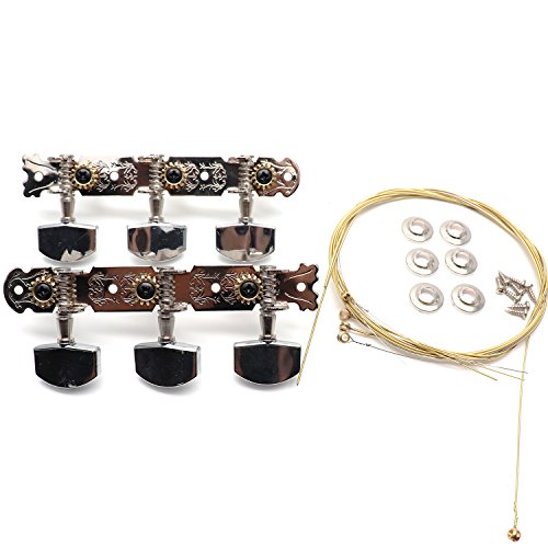 Timiy Set of 2 Guitar Tuning Keys-3 Left 3 Right Classical Guitar Tuners Tuning Pegs Keys Machine Heads, Guitar Strings Included - Thumbnail 5
